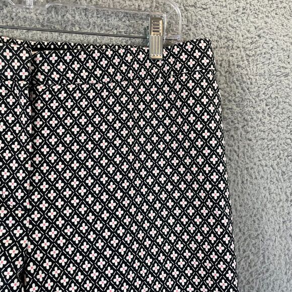 J Jill Capri Pants 12 Black Minimalist Stretchy Geometric Flower All-Over Career - Picture 3 of 13